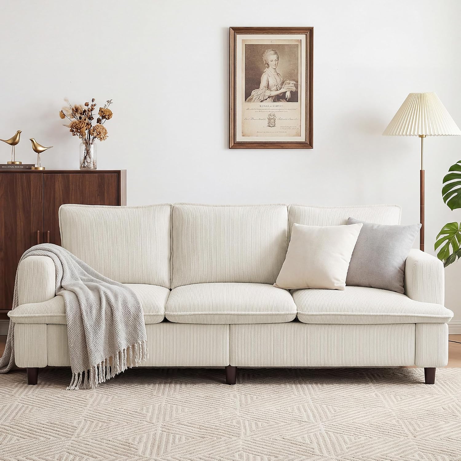 GRUSIGN 3 Seater Couch, 83" Comfy Corduroy Sofa with Deep Seat, Modern Sofa Couch for Living Room, Office,…