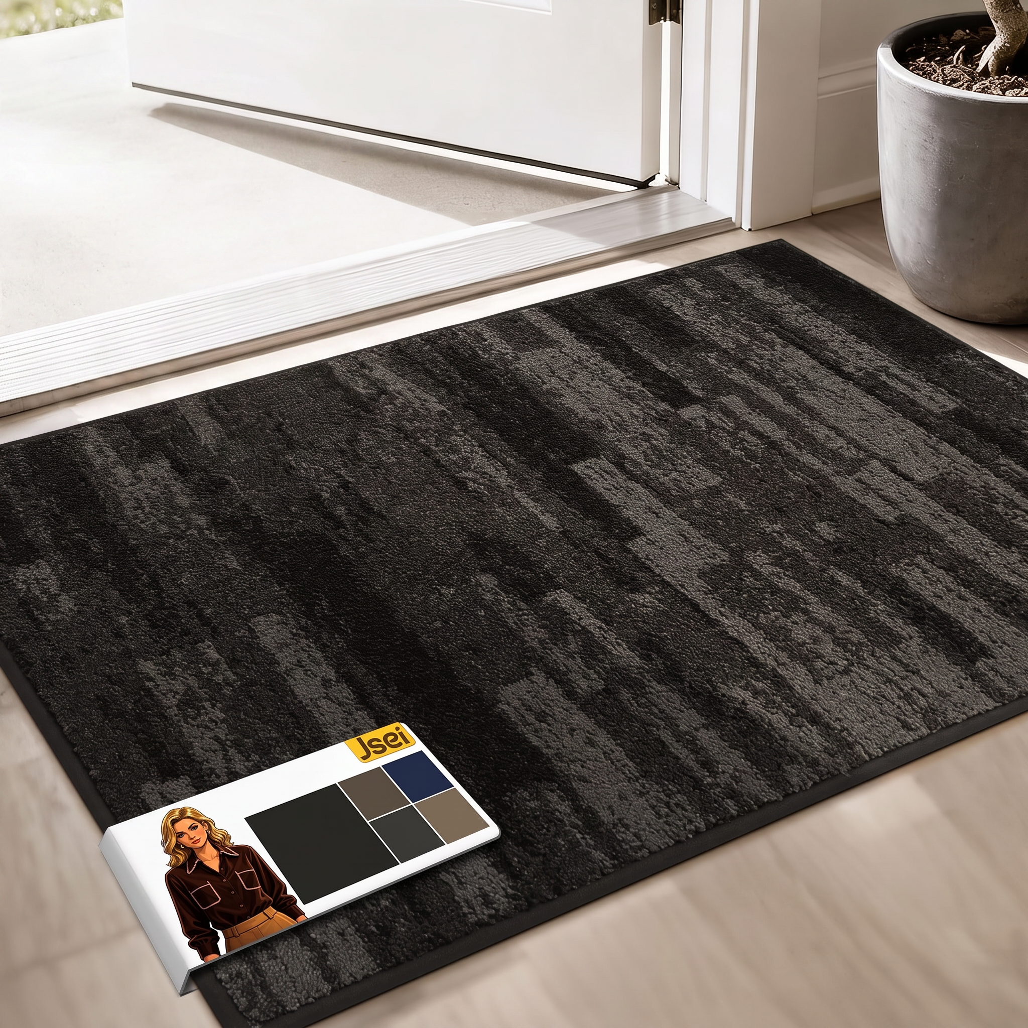 JSEI Dirt Trapper Door Mat 24"x36", Non-Slip Doormat, Dark Gray