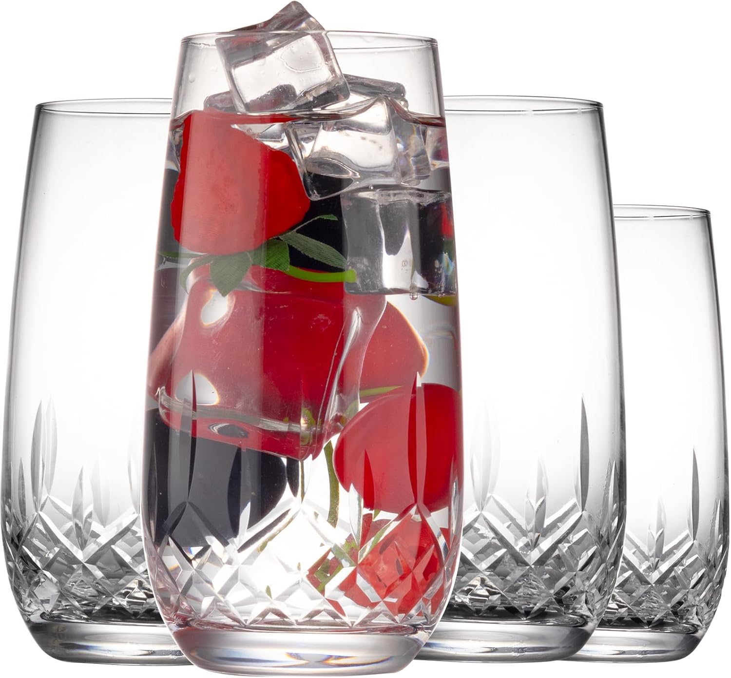 SHOSHIN Hand-Cut Highball Glasses, Set of 4, 17 oz