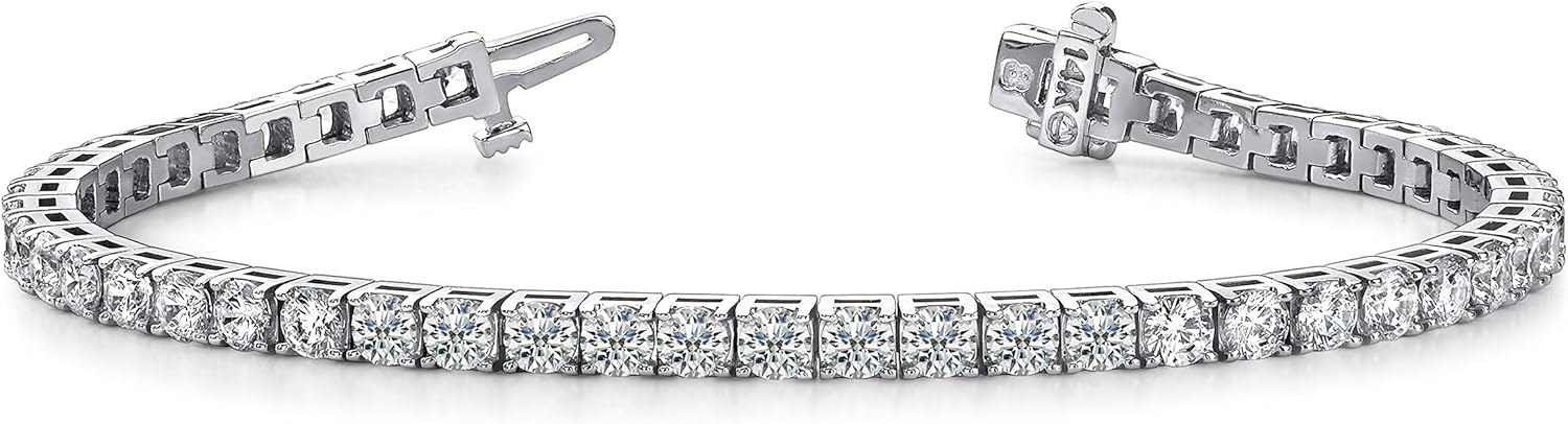 Houston Diamond District Diamond Tennis Bracelet for Women, 4-Prong Eternity, 14K White Gold Premium Collection
