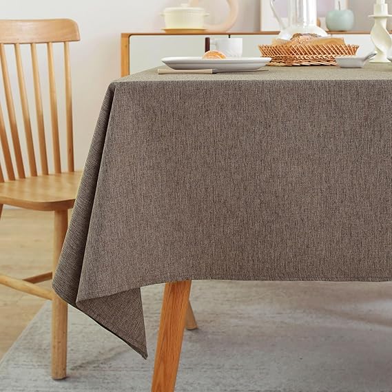 Laolitou Table Cloth Rectangle Linen Waterproof Textured Coffee Tablecloth, Washable Wrinkle Free Spill Proof Fabric Tablecloths for Dining Table Farmhouse Kitchen Holiday, 60x84 Inch
