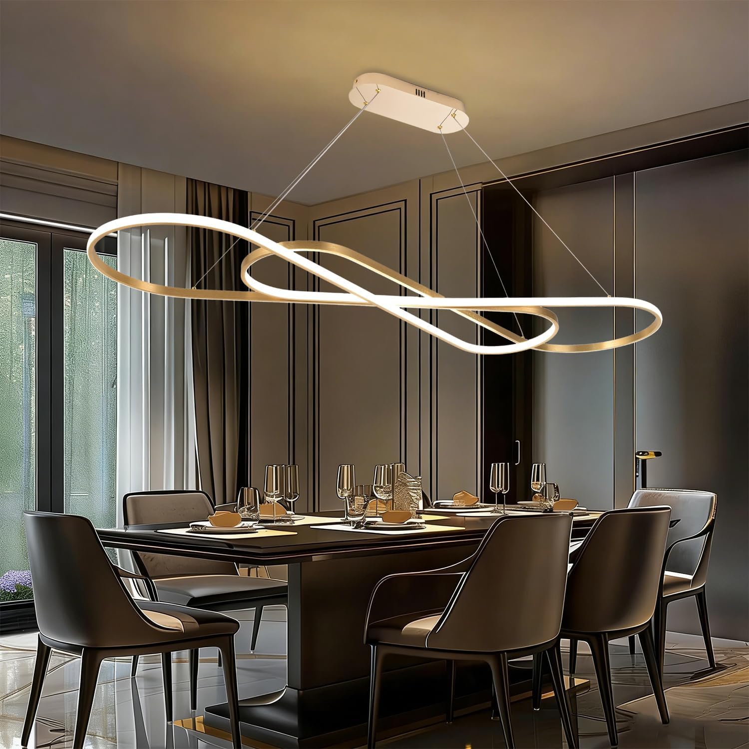 Gold 59.06" Large Modern LED Pendant Chandelier