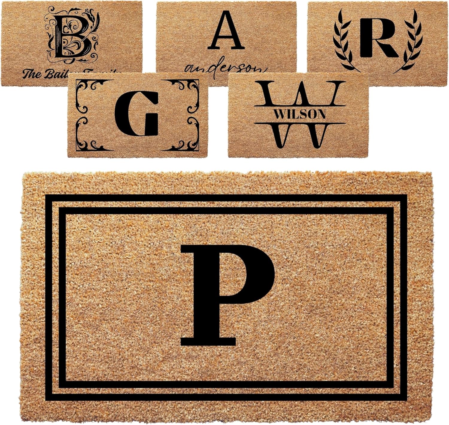 clicked craft Personalized Door Mat with Monogram — Custom Doormat with Anti-Slip Backing
