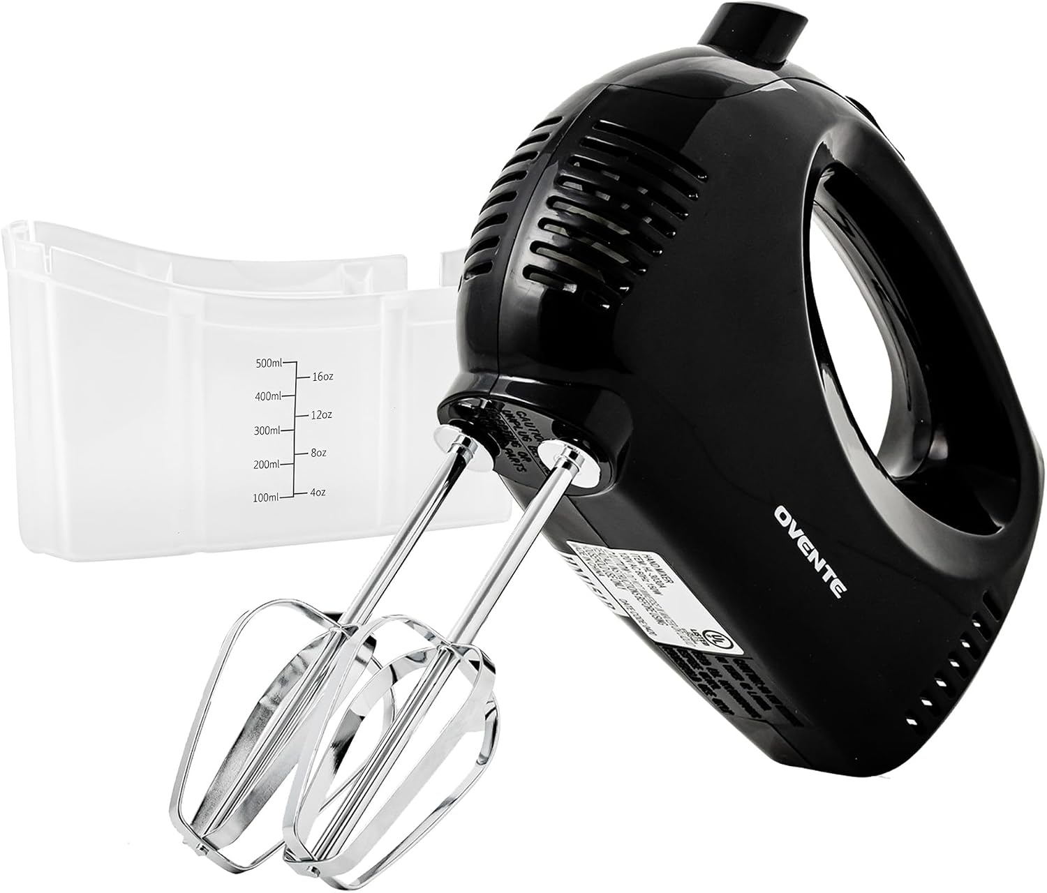 OVENTE 5-Speed Electric Hand Mixer with Storage Case, 150W, Black