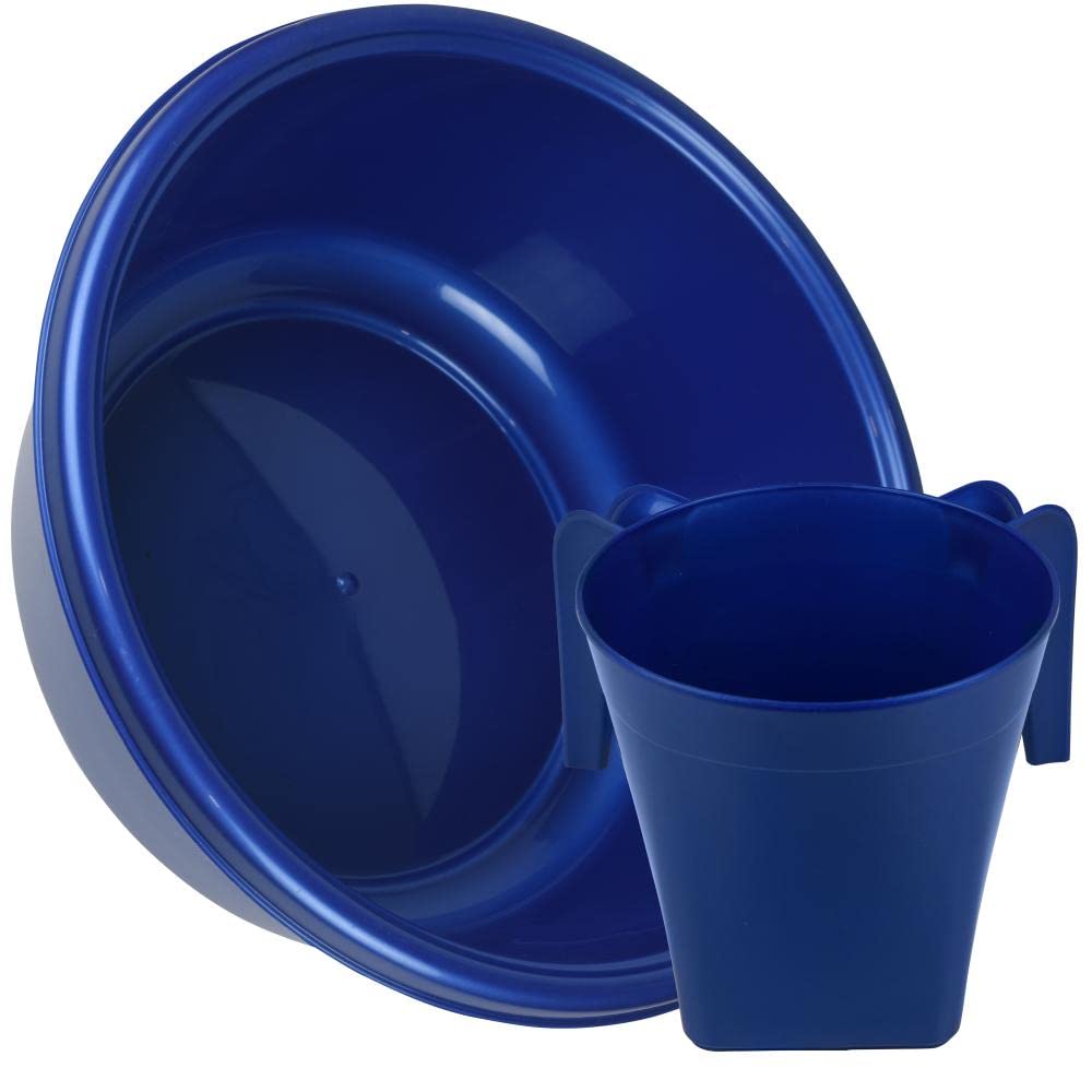 YBM Home Square Plastic Wash Cup & Wash Basin Set, Long-Lasting, for Ritual Hand Washing, 1332-1148MBlue