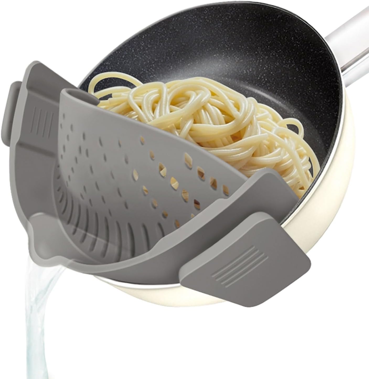 YEVIOR Clip-On Silicone Strainer for Pots and Pans, Grey